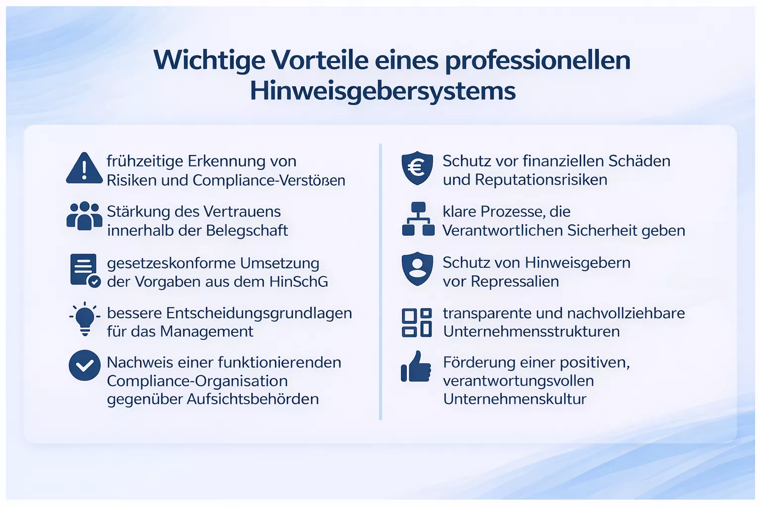 Vorteile eine Hinweisgebersystems
